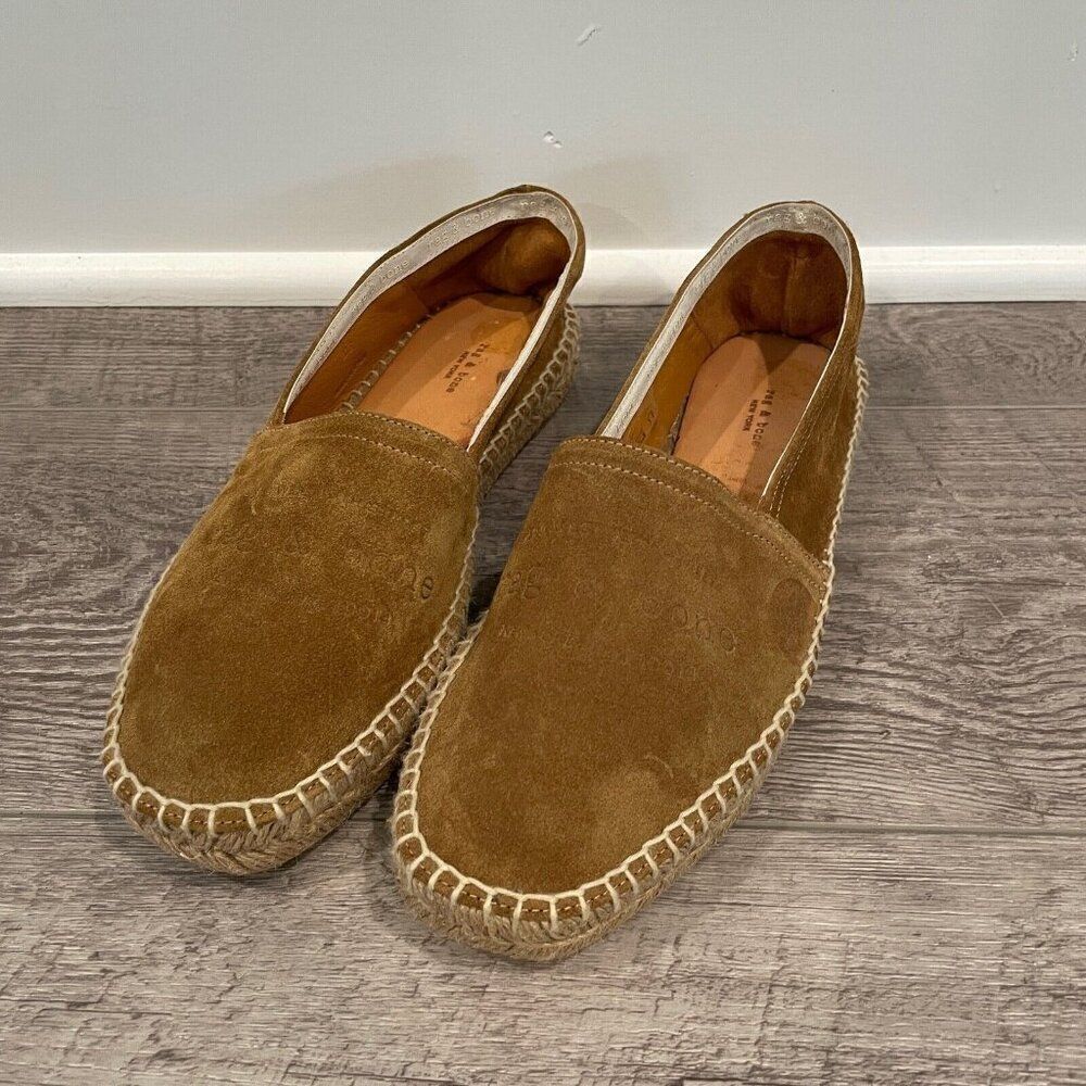 Rag & Bone Espadrilles‎ Flats Womens 7 Brown Edie Embossed Suede